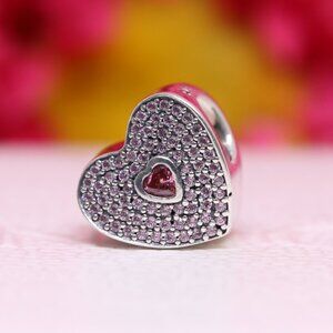 Pandora Sterling Silver Charm Valentines Pink Sweet Heart 791555CZS
